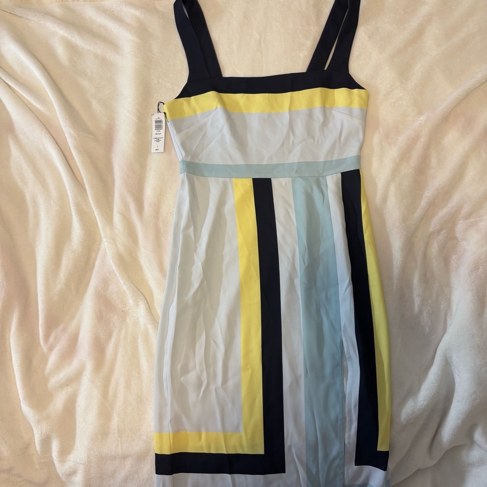 Babaton Multicolor Geometric 90s slit Midi Dress - Picture 2 of 4